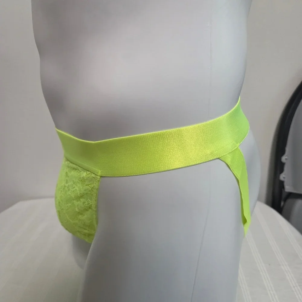Cosabella Never Say Never Mens Neon Yellow Floral Lace Jockstrap Underwear